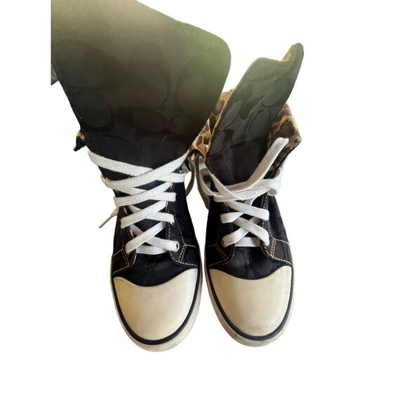 Coach Shoes Women 5 M Leopard Fold Over Signature Logo Athletic High Top Sneaker - Picture 7 of 10